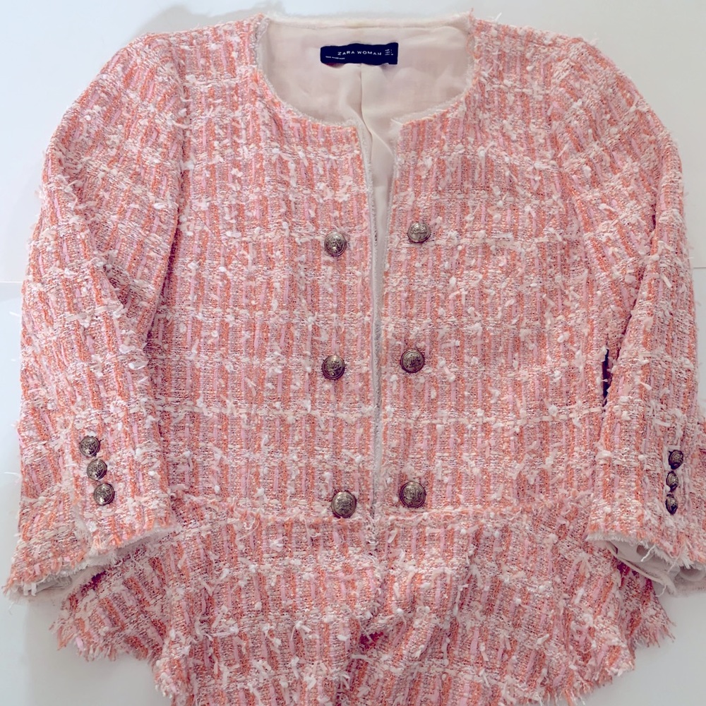 Zara fit and flare Designer inspired tweed jacket